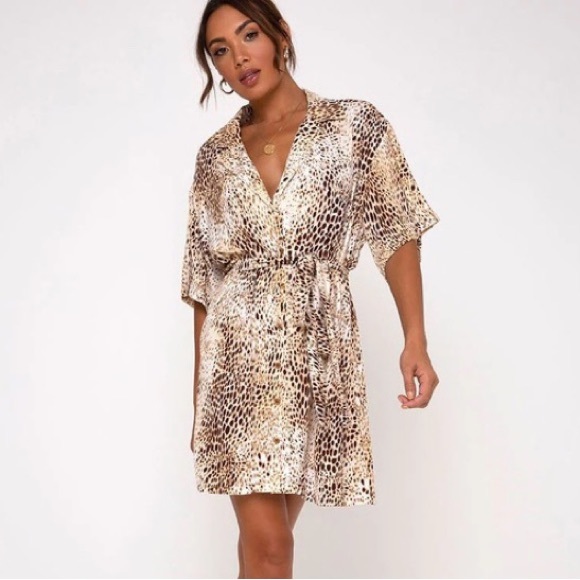 Motel Animal Print Shirtdress - Picture 1 of 7